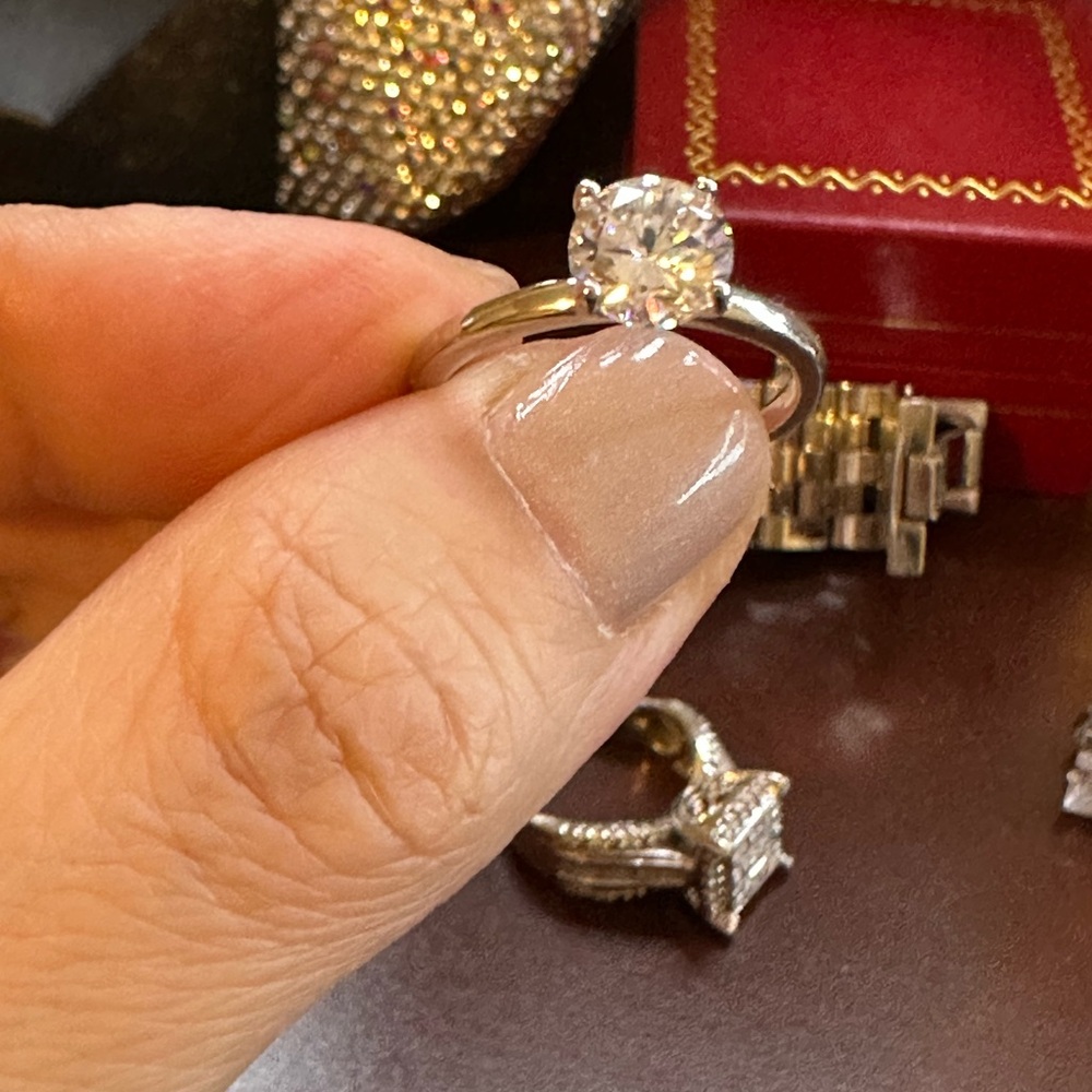 1CT Diamond Alternative Engagement Ring – Size 5, Gift Box Included